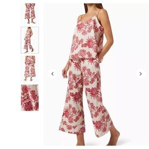 Desmond & Dempsey Cactus Flower Pink Floral Print Pajama Set in Cotton XS